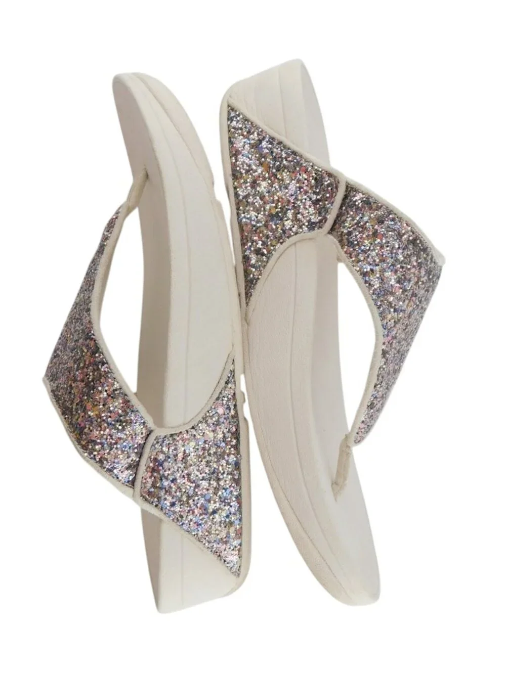 FITFLOP Champagne Glitter Bling Thong Sandals 10